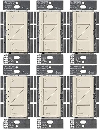 Lutron Caseta Smart Home Dimmer Switch, Compatible with Alexa, Apple HomeKit, and The Google Assistant | for LED Light Bulbs, Incandescent Bulbs and Halogen Bulbs | PD-6WCL-LA | Light Almond 6-Pack Lutron Caseta Smart Home Dimmer Switch, Compatible with Alexa, Apple HomeKit, and The Google Assistant | for LED Light Bulbs, Incandescent Bulbs and Halogen Bulbs | PD-6WCL-LA | Light Almond 6-Pack