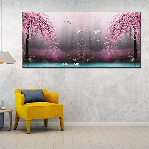 Broderie diamant 5D grand format motif Sakura avec strass brillants haute précision