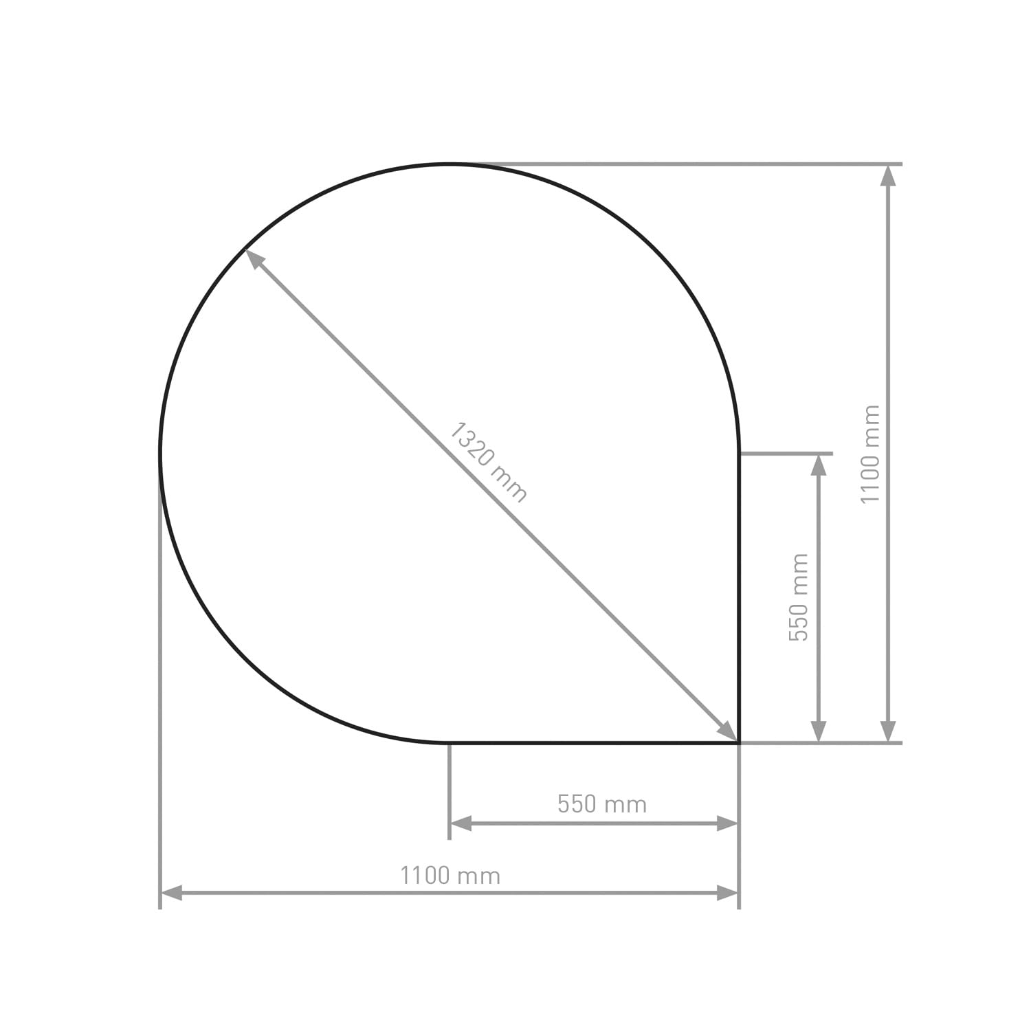 raik PU074-1B6-gg Raik Bodenplatte B6 Tropfen gussgrau pulverbeschichtet 1100 x 1100 mm