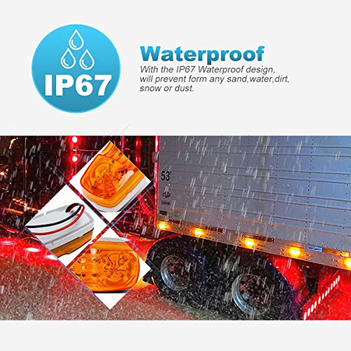 Partsam 10X Double Bubble Bullseye Side Marker Light 10Led Tiger Eye Amber Trailer Lights Rv Camper Truck Clearance Lights Indicators Surface Mount 12V #TOP2