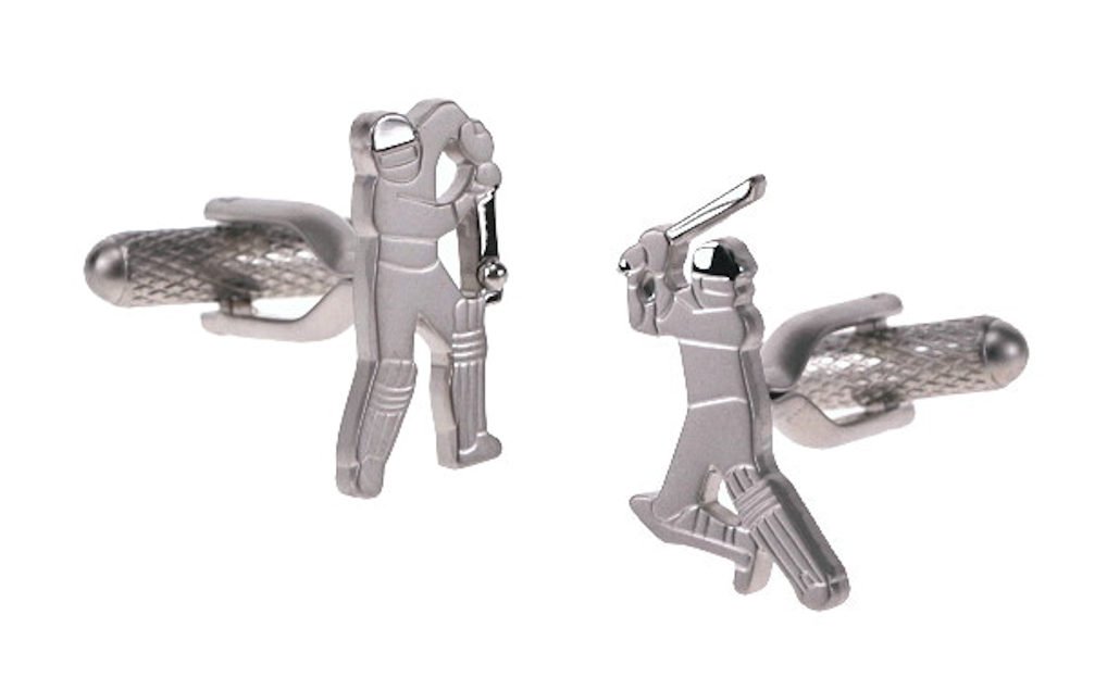 Onyx - Art London Silver Cricket Cricketer Batsman Cufflinks In Gift Box Onyx-Art London Ck790
