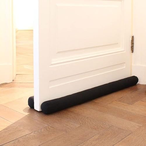 Doppel Zugluftstopper 80cm für Türen - Türluftstopper für Schutz - Türbodendichtung Schwarz - Zugstopper vor Zug und Lärm - Draft Stopper rund - Verschiedene Größen Cover