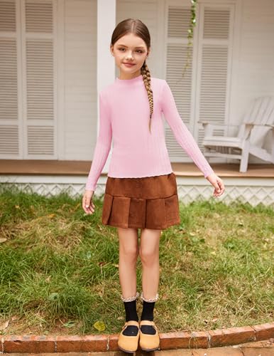 Image of Arshiner Girls Half Turtleneck Long Sleeve Knit Slim Sweater Pullover Tops