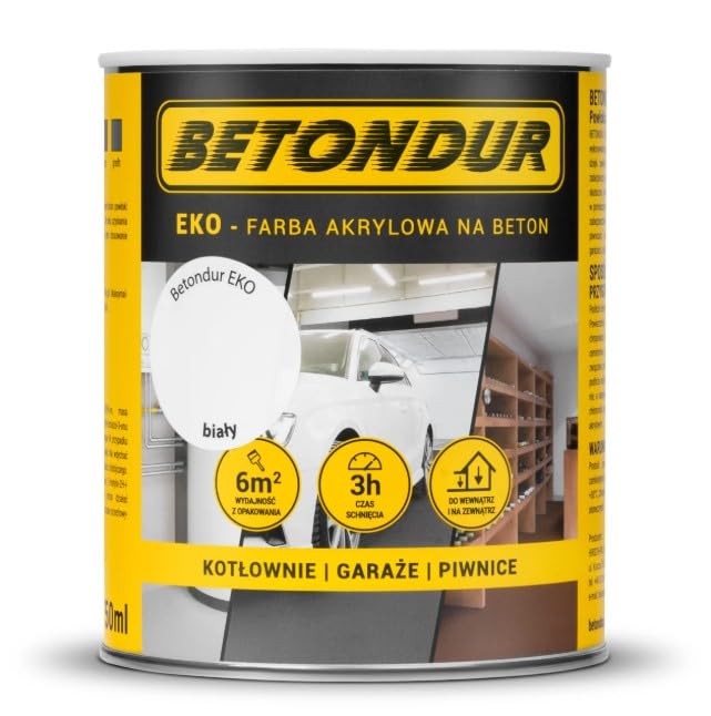 Betondur EKO – Umweltfreundliche Betonfarbe 0,75L – Weiß – Acryl-Schutzbeschichtung für Innen & Außen – Witterungsbeständig & Abriebfest – Staubbindend