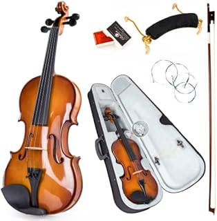 Violin 4/4 Full Size Set,Kmise Solid Wood Fiddle for Adults Beginners Students Kids,with Hard Case with Hygrometer,Violin Bow,Shoulder Rest,Rosin,Extra Strings
