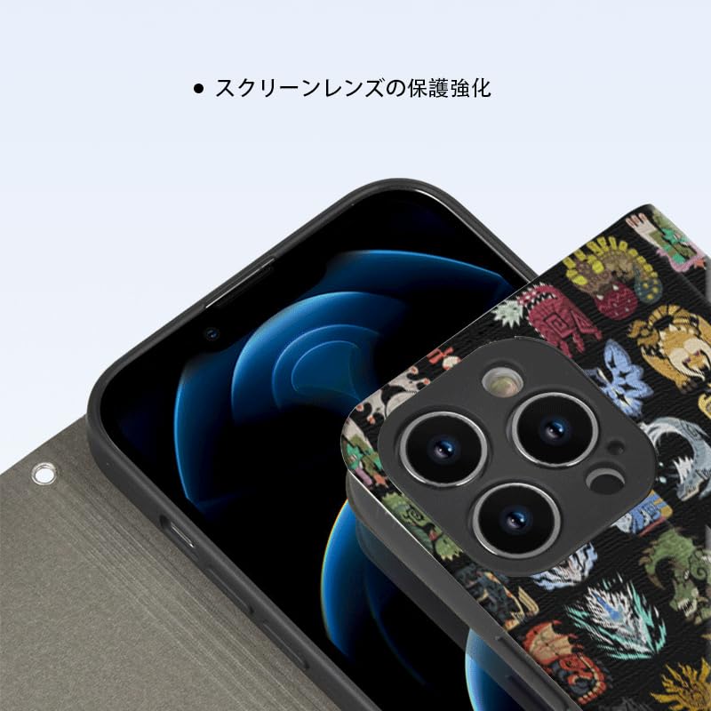 モンスターハンター スマホケース iphone 15 pro max ケース 手帳型 スマホカバー 全機種対応 モンスターハンター iphone 15 pro max ケース モンハン 手帳 型 おしゃれ すまほけーす 耐衝撃 かわいい 携帯ケース 防水ケース カメラレンズ保護 イヤレス充電