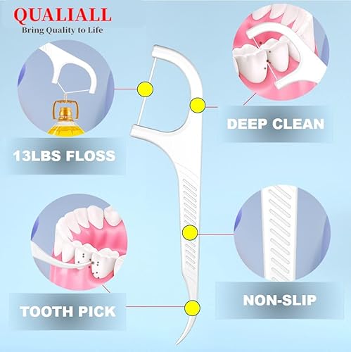 Miniatura 6 de Púas de hilo dental, púas de hilo dental para dientes adultos, empaquetadas en 1 funda recargable de autoexpulsión y 3 fundas portátiles, higiénica