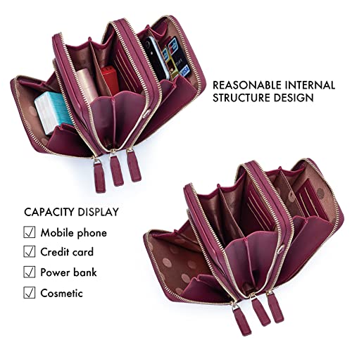 MAYMOONER Cell Phone Purse for Women, Small Crossbody Bag PU Leather with Card Slots Multiple Zipper Closure3