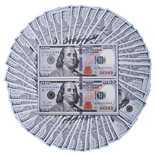 Heijony 200PCS 100 Dollar Bills Fake Mony That Looks Real, 20000 Dollar Bills Full Print 2 Sided Play Mony Prop Mony for Mony Gun, Movie, Videos, Kids Party, Decorations Videos and Wedding
