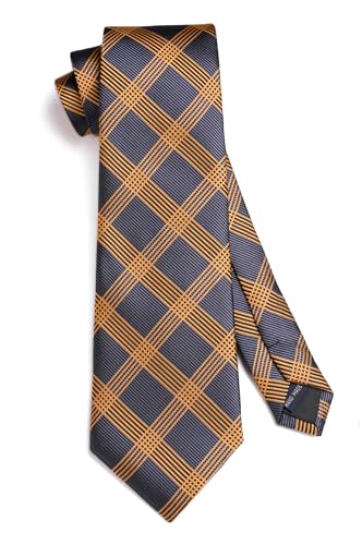 Image of HISDERN Mens Ties Solid Color Tie and Pocket Square Set Classic Woven Formal Neckties & Handkerchief Wedding Party