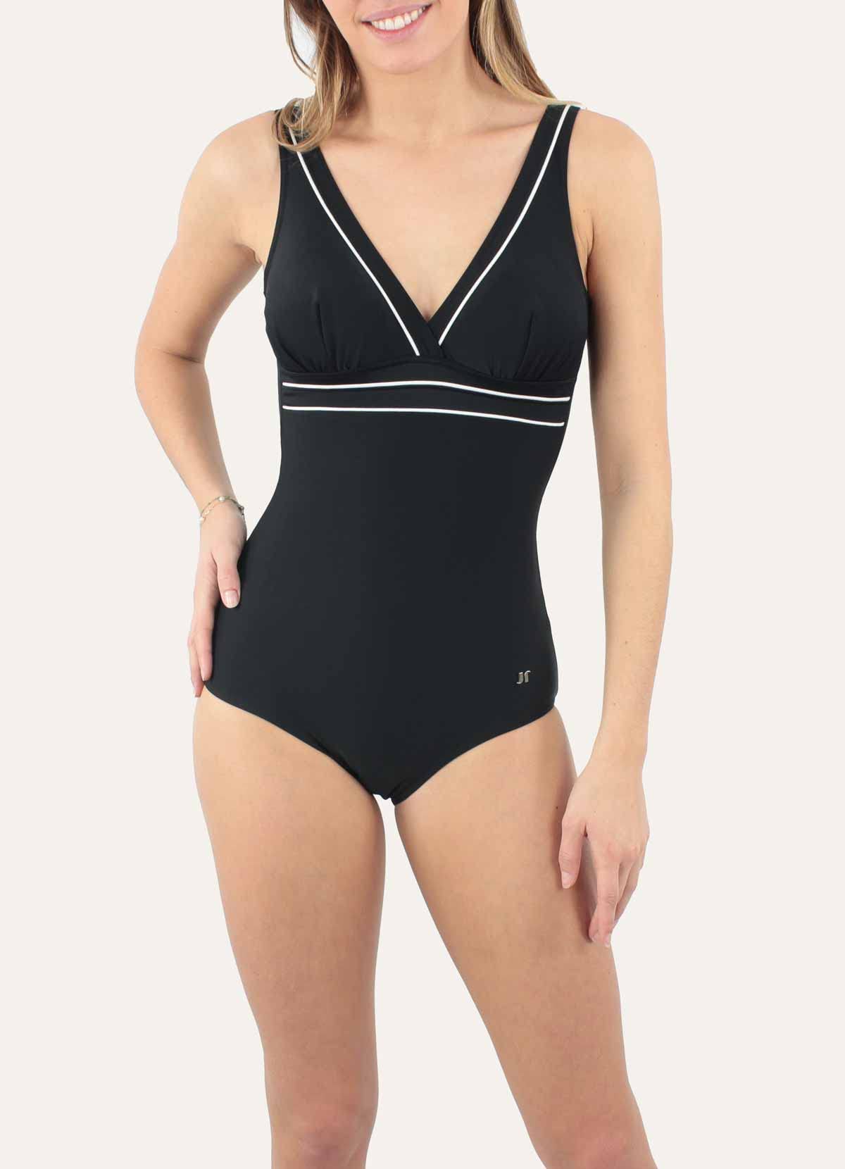 Janine Robin - Maillot de Bain 1 pièce Sculptant Java 40 - Noir - Marque Française - Haute Qualité
