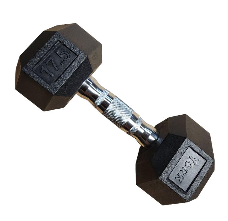 Amazon | YORK ラバーヘックスダンベル (2.5~30ポンド) 17ポンド