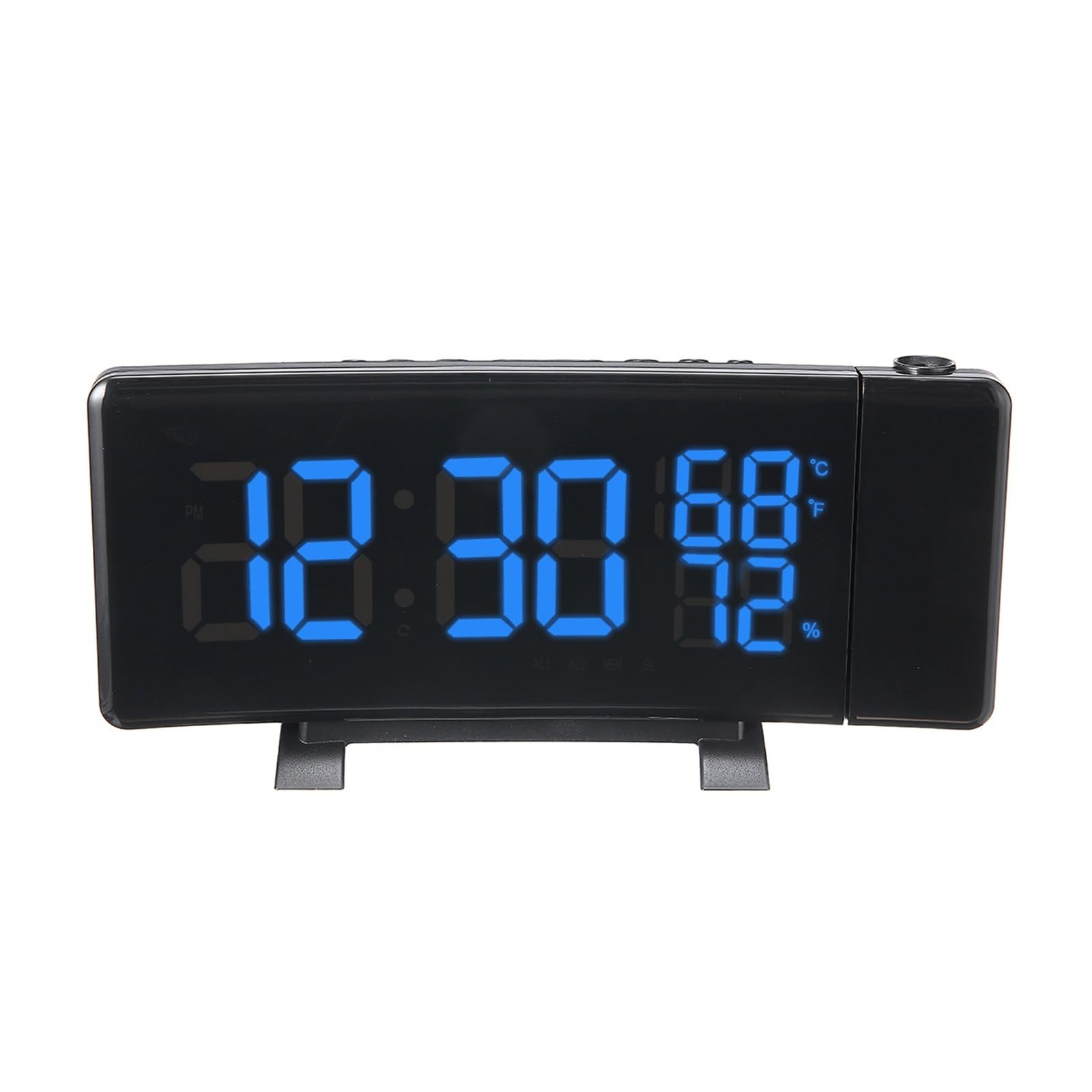 KOESRXNQW USB Digital Clock Radio With Projection FM Time Projector Snooze Function Table With Temperature And Humidity Clear Projection