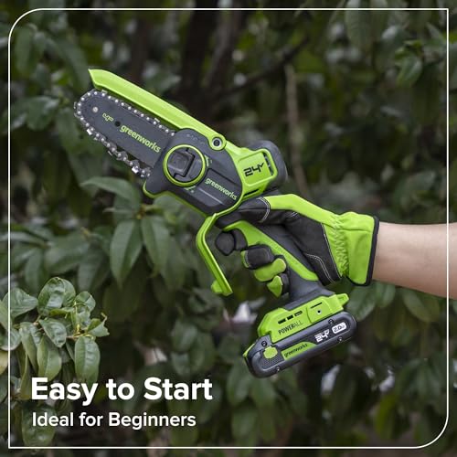 Image of Greenworks 24V 4' Brushless Mini Chainsaw (Auto Oiler, Tool-Free Tensioning, Ultra-Lightweight), Battery and Charger Not Included