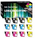 Green Toner Supply™ (Pack of 12) Compatible LC61 LC65 LC 61 65 Ink Cartridge 3B/3C/3Y/3M Replacement