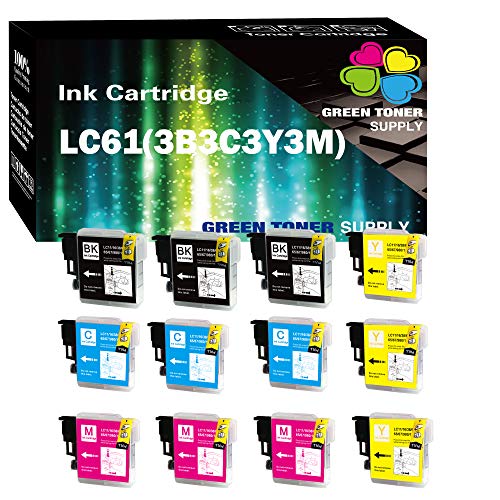 Green Toner Supply™ (Pack Of 12) Compatible Lc61 Lc65 Lc 61 65 Ink Cartridge 3B/3C/3Y/3M Replacement [High Yield] For Dcp-165C Dcp-385C Dcp-585Cw Mfc-5490Cn Mfc-5890Cn Mfc-6490Cw Inkjet Printer #TOP18
