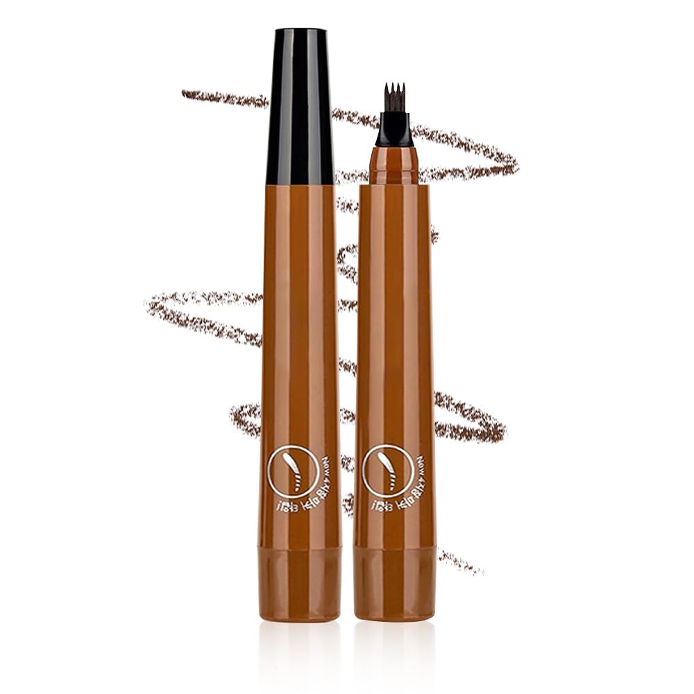 Magic Eyebrow Pencil, 3D Waterproof Microblading Eyebrow Pencil Contouring Pen, 4-Tipped Precise Brow Pen Long-Lasting Natural Fine Stroke Eyebrow Pencil Creating Natural Look (E-light brow)