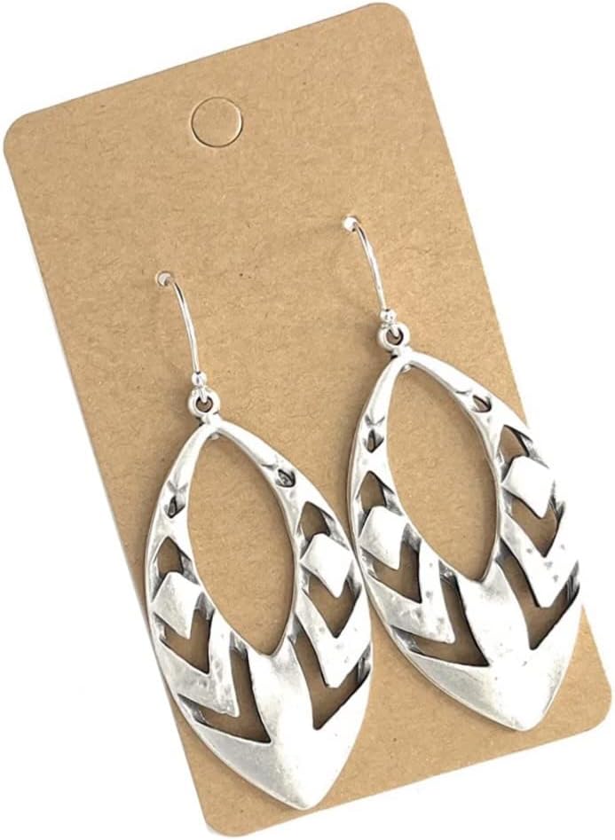Large Tribal Teardrop on Sterling Silver Earrings Bohemian