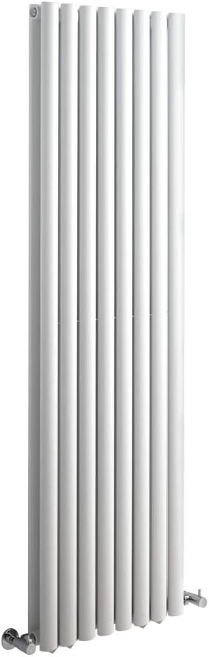 Milano Aruba White Vertical Double Oval Panel Radiator - 1600mm x 472mm