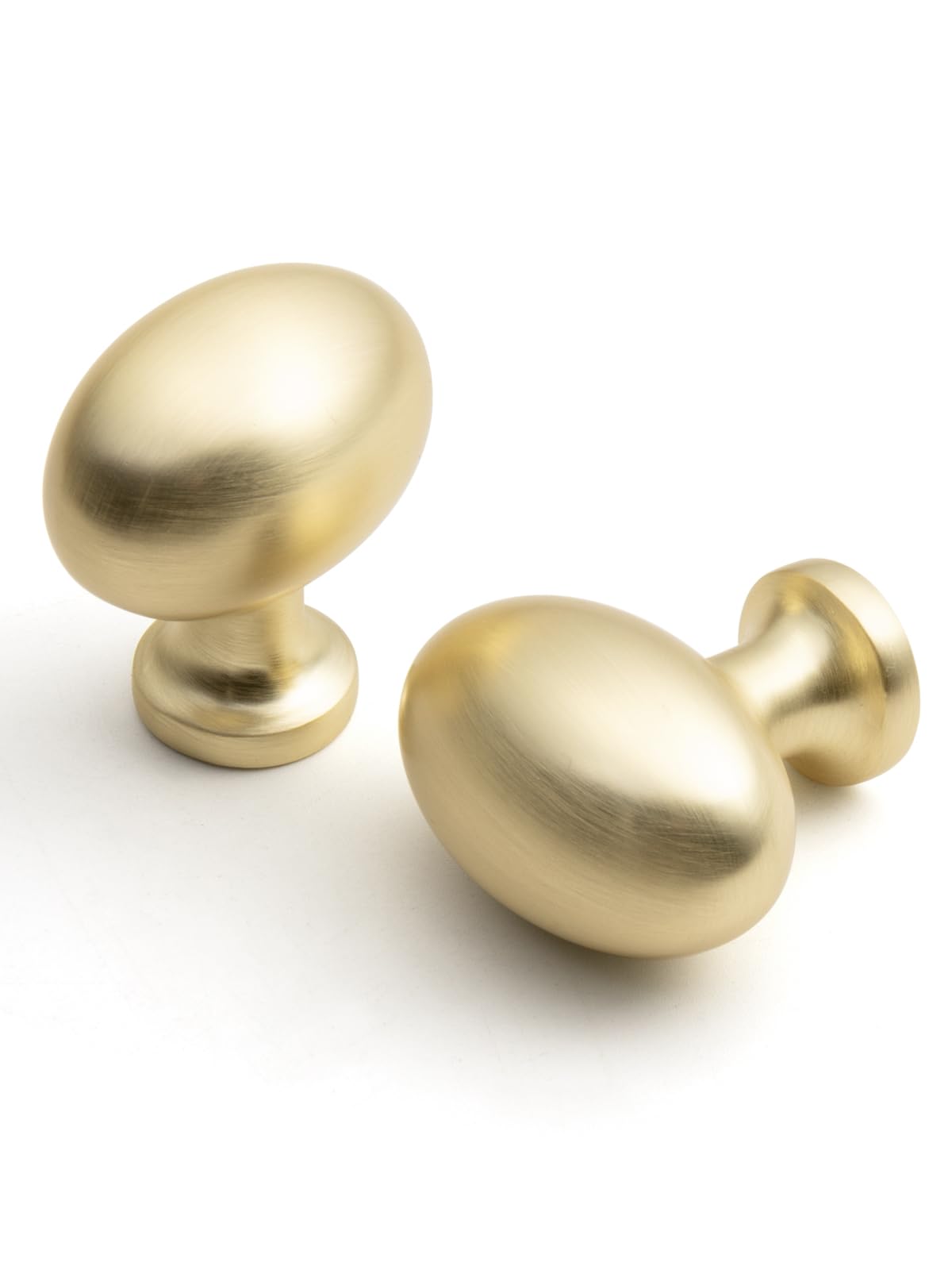 BEILEIOU Oval Brushed Gold Cabinet Knobs, Zinc Alloy for Drawer Knobs for Dresser Cupboard Wardrobe (5, Brushed Gold, Egg knob)