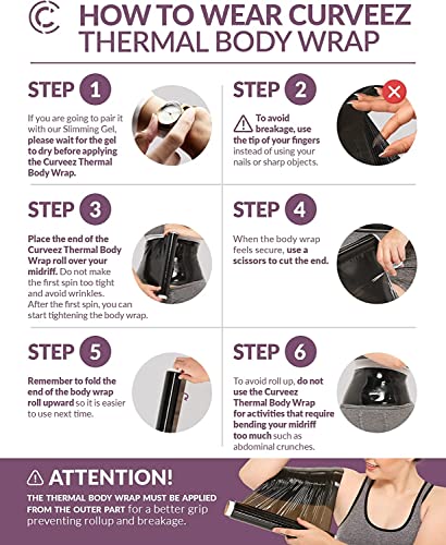 CURVEEZ Contouring Osmotic Plastic Body Wrap - Workout & Sweat Enhancer Stomach Wrap (Osmotica Faja Cinta) - 1 Pack Black - Thumbnail 3