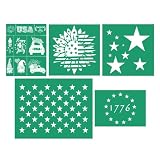 JAJADO 5 Pcs Independence Day Silkscreen Stencils USA American Flag 4th of July Patriotic Stencils D
