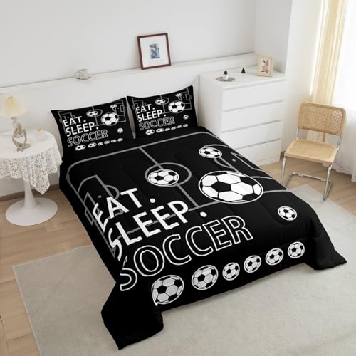 Image of Feelyou Toddle Size Soccer Comforter Set Bedding 2Pcs for Kids Teens