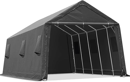 ADVANCE OUTDOOR Cochera de 13 x 20 pies, 2 puertas enrollables y rejillas de ventilación para exteriores, refugio de almacenamiento portátil, tienda