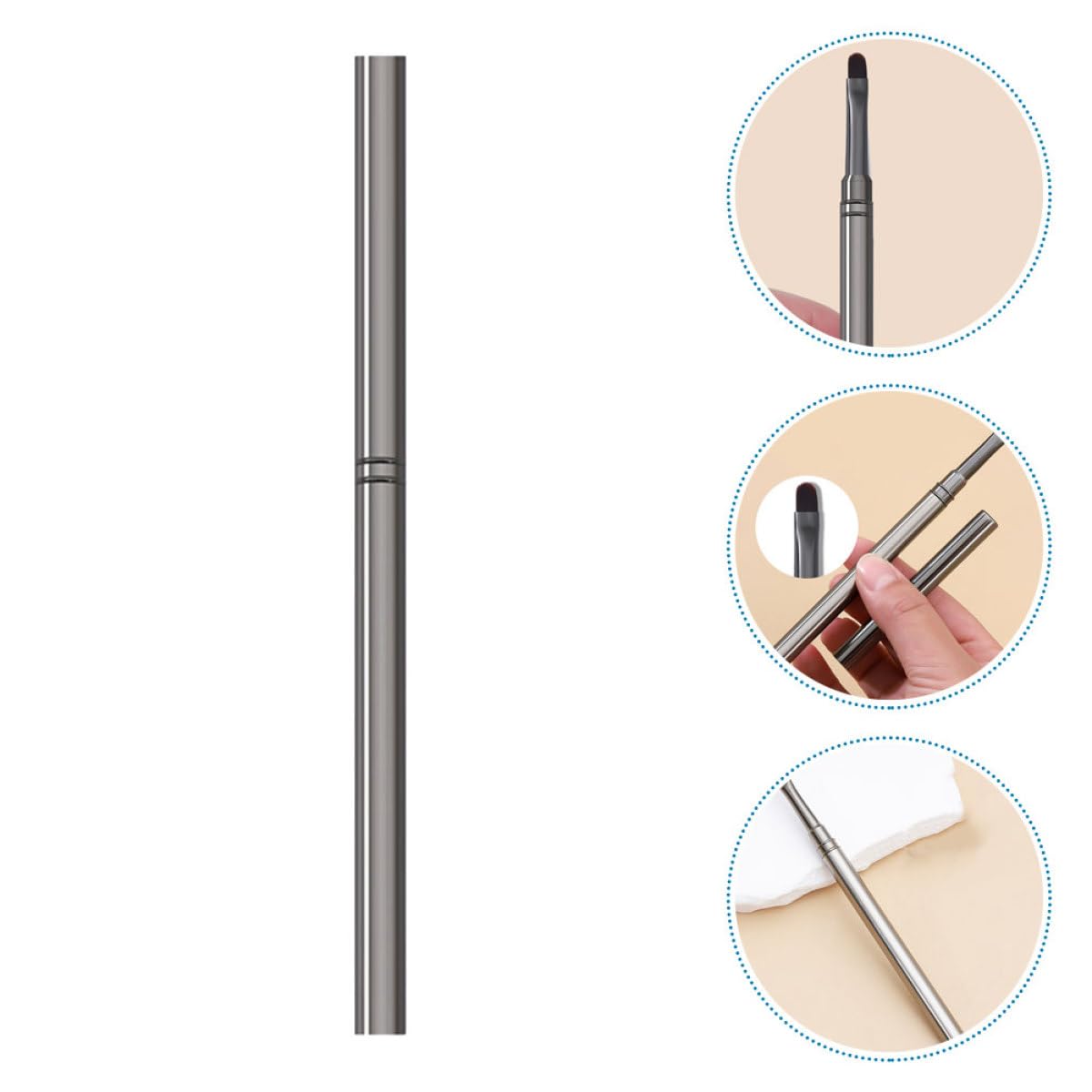 FUOYLOO Pennelli per Nail Art e Setole in Nylon, Facili da Usare e Resistenti 2 Pezzi Manico in Alluminio per Manicure Professionale e Decorazioni Unghie