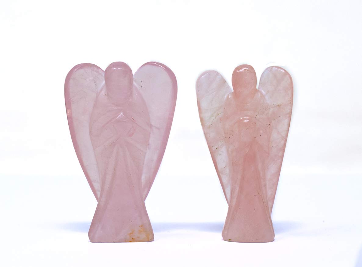 Wonder CareRose Angel Wings Crystal Hand-Carved Pocket Stone for Good Luck Spiritual Reiki Healing Worry Angel Figurine Peace Angel Statue Decor Gift Christmas Blessing Gift(1.5-2 inches)