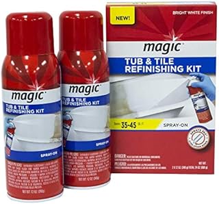 Magic Tub and Tile Refinishing Kit - Spray on Aerosol - Refinish Sinks Tile Porcelain Acrylic Fiberglass and Ceramic Surfaces, Bright White