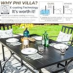 PHI VILLA 7 Piece Outdoor Dining Set for 6, 60” Rectangular Metal Steel Dining Table with Umbrella Hole & Stackable Dining Chairs for Patio, Deck, Yard, Garden - Image 2