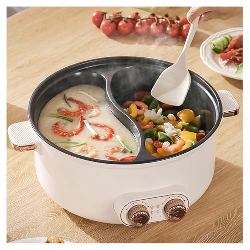 Fondue Chinoise , Double Interrupteur de Commande Multi-Fonctions RevêTement AntiadhéSif Appareil Fondue Chinoise Electrique , IdéAl Pour Les RéUnions De Famille (avec 2 Filets Non éTanches) ,7.5L
