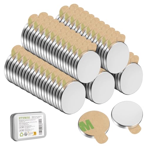 100 Piezas Imanes Adhesivos 8×1mm, Imanes neodimio de Potencia Adhesivos De Redondo para Imanes de Nevera, Manualidades,Pizarras Magnéticas,Cocina y Oficinas
