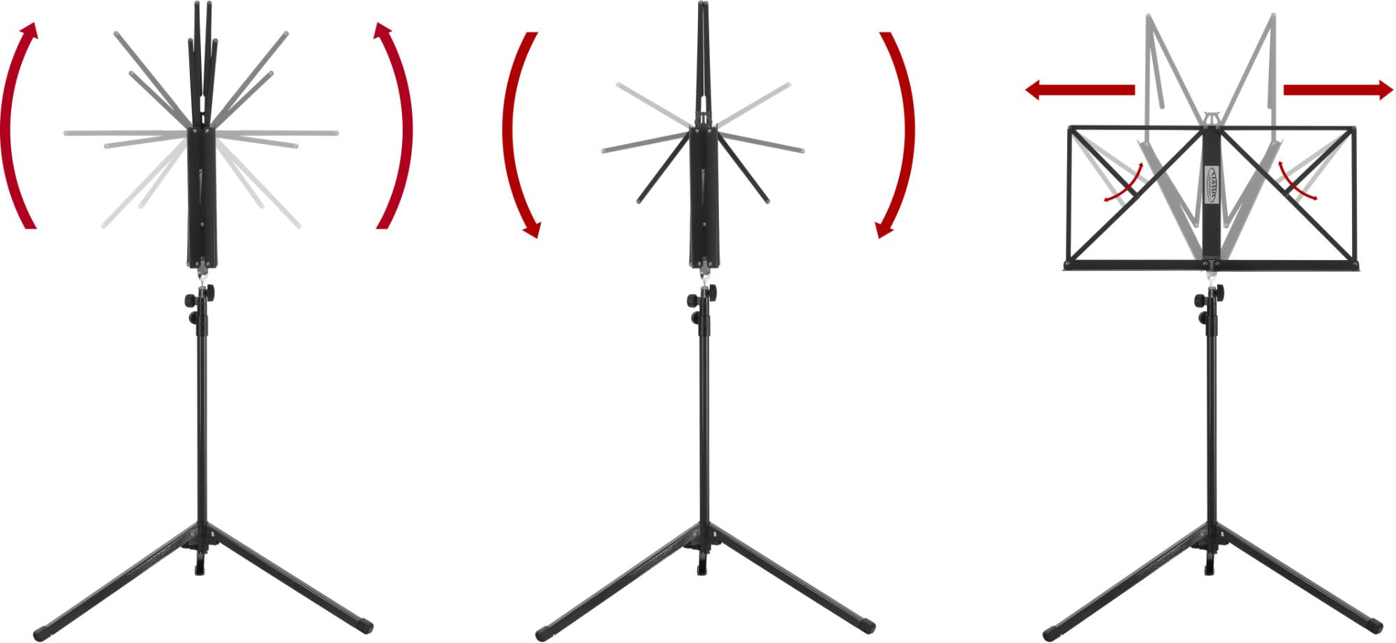 Classic Cantabile Notenständer Medium 10x Set - mittelschwere Ausführung - robuste Klemmschrauben - mit Haltebügel an der Auflageflächen - rutschfeste Gummifüße - Aufstellhöhe: 65-130 cm - Schwarz
