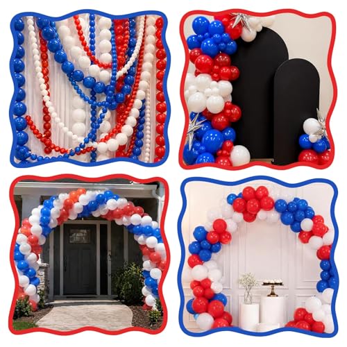 Image of Red Blue White Link Balloons,120Pcs 6Inch Red and Blue Latex Linking Balloons for 4th of July Independence Day Birthday Usa Patriotic Party Decorations