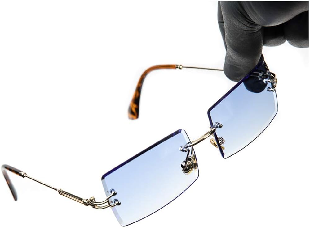Blue tint rimless sunglasses Clearance