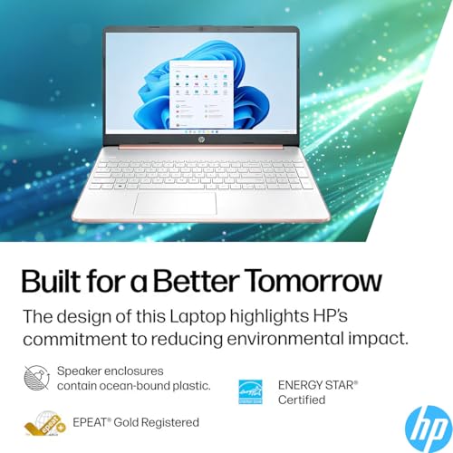 Image of HP 2026 New 15.6 inch Rose Gold UltraBook Laptop, AMD High Performance CPU, 1.1TB Storage (1TB OneDrive + 128GB SSD), WiFi, Windows 11 Home with Office 365, Thin & Lightweight, Mouse & Sleeve Included