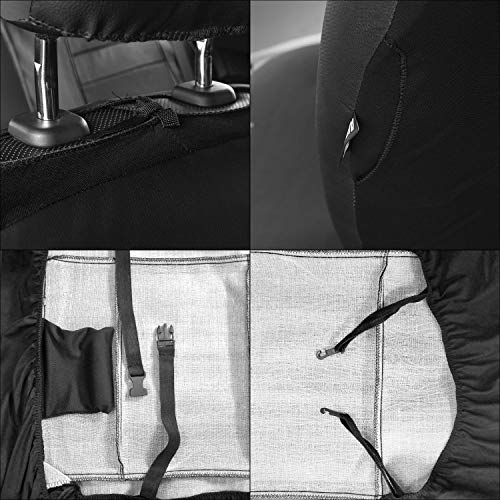 Car Front Seat Covers, 2 Pcs Universal Fit Seat Covers for Sedan, Truck, SUV 1 Pair of Cloth Bucket Seat Covers, Black Gray