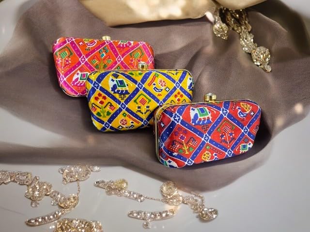 Beautiful Set of 3 Traditional Bandhani Printed Clutches for Women, Return Gift, Wedding Favors, Return Gifts on Indian festivals, Indian Weddings