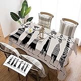 African Woman Rectangular Table Cover,60 x 90 InchSketch of Local Women with Jugs Silhouettes Tribal