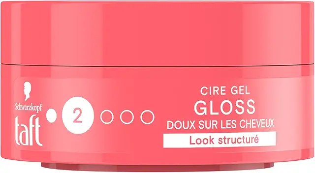 Cire Cheveux Taft Cire Wax Gloss - Brillance et Fixation 24h - Pot 75 ml