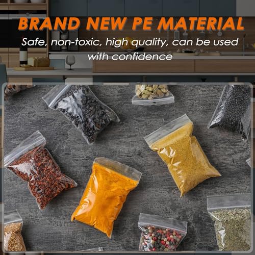 Baxcdyswe 500 Stück Zip Beutel, 5 Größen Druckverschlussbeute Plastiktüten, Zipper Ziplock Wiederverschließbare Beutel, Verpackungstüten Polybeutel Versiegeltem Reißverschluss Druckverschlussbeutel