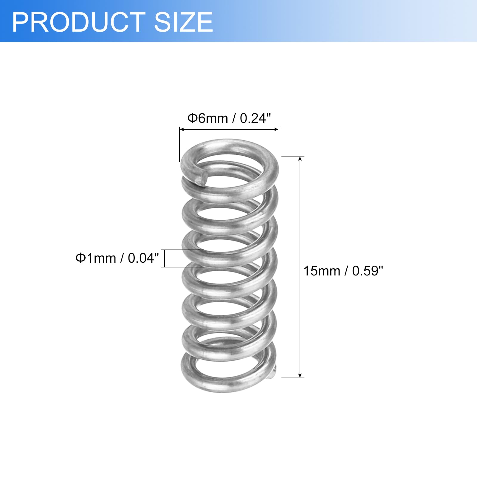 QUARKZMAN 6 Stück Druckfedern, Edelstahl Spiralfedern, 1 mm Draht Dia. x 16 mm Außen Dia. x 50 mm Länge Verlängerungsfeder Kugelschreiber Druckfedern für Werkstatt Hausreparaturen, Silber QUARKZMAN 6 Stück Druckfedern, Edelstahl Spiralfedern, 1 mm Draht Dia. x 16 mm Außen Dia. x 50 mm Länge Verlängerungsfeder Kugelschreiber Druckfedern für Werkstatt Hausreparaturen, Silber
