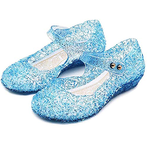 MNSZCN Chaussures de princesse Cendrillon pour filles - Chaussures de reine des neiges - Chaussures de déguisement pour Halloween et cosplay, bleu, 28 EU