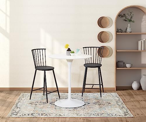 Image of OSP Home Furnishings Flower Mid-Century Modern Counter Height Dining Table, White Top with White Base