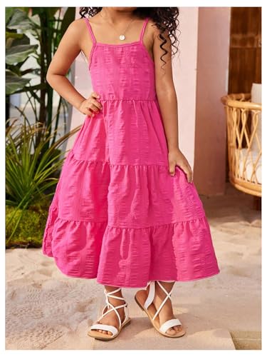 SOLY HUX Toddler Girl's Bow Tie Sleeveless Long Dress Spaghetti Strap Ruffle Summer Beach Sundresses2