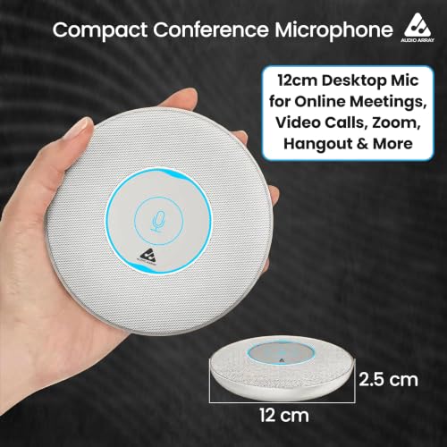Image of Audio Array USB Plug & Play Conference Mic for Mac OS & Windows | Conference, Recording, Skype, Online Class with Range Upto 5M | One Touch Mute Button & Light Indicator (NOT A Speaker)| AM-C5 White