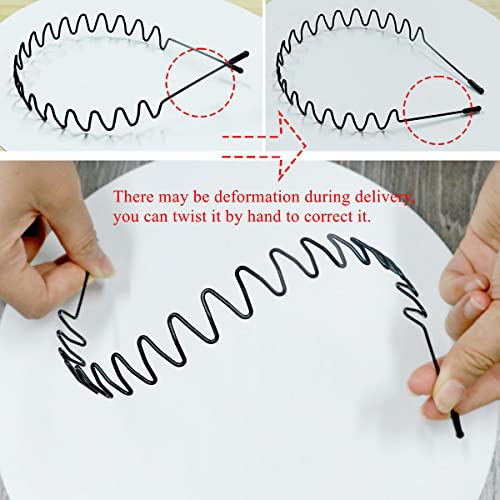 12 Pieces Metal Headband For Men Adjustable Wavy Black Hair Band Non-Slip Hair Hoop Unisex For Home, Outdoor, Sports And Yoga Accessories #TOP5