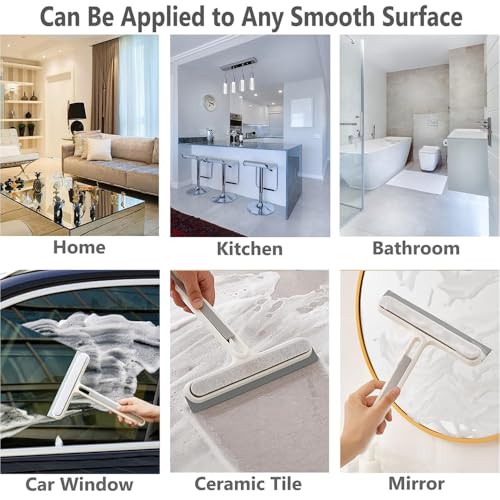 Image of 4-in-1 Multi-Purpose Cleaning Tool: Squeegee, Sponge, Brush & Spatula for Windows, Shower Doors, Smooth Surfaces